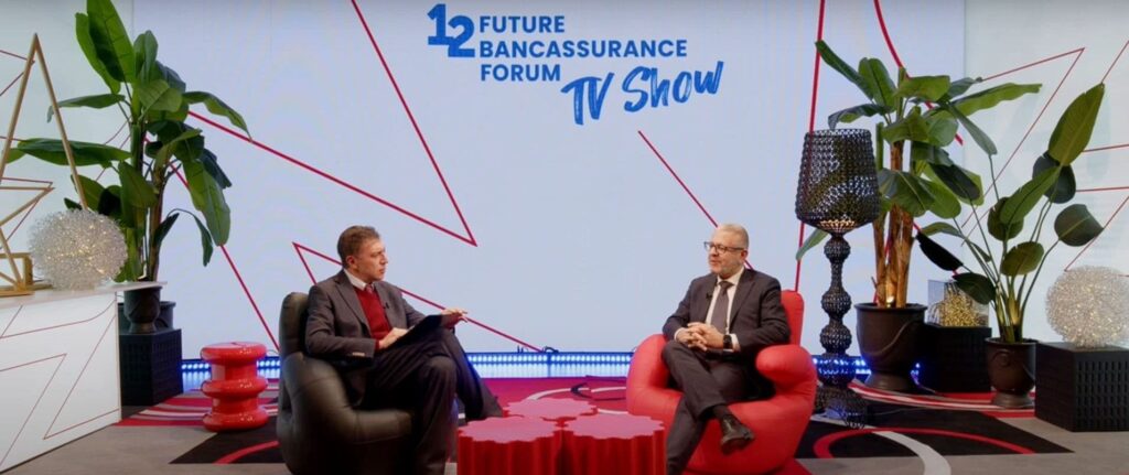 Girolamo Chiaramonte durante l’intervista PLTV al Future Bancassurance TV Show 2024 su CNP Doppia Vita e Coaching Assicurativo.
