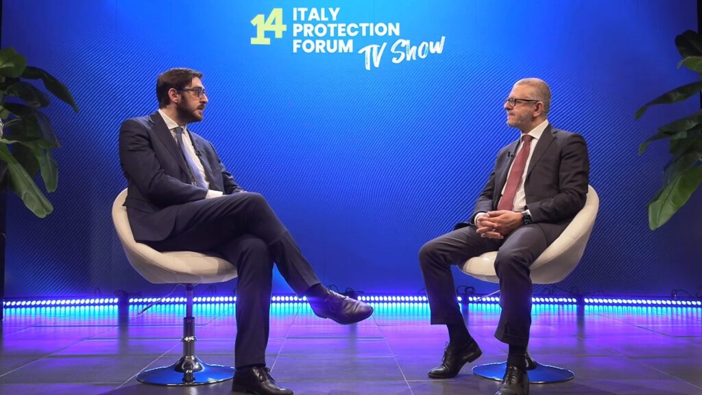 Girolamo Chiaramonte durante l’intervista PLTV a Italy Protection Forum 2025 su Affinity, MGA e broker.